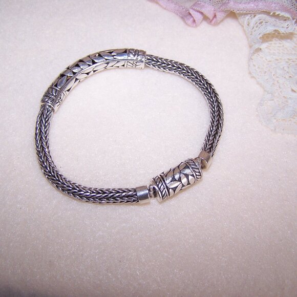 ATI ID Sterling Silver 5mm Wheat Chain Bracelet - 7" to 7.25" | Cut Leaf Front - Picture 7 of 12